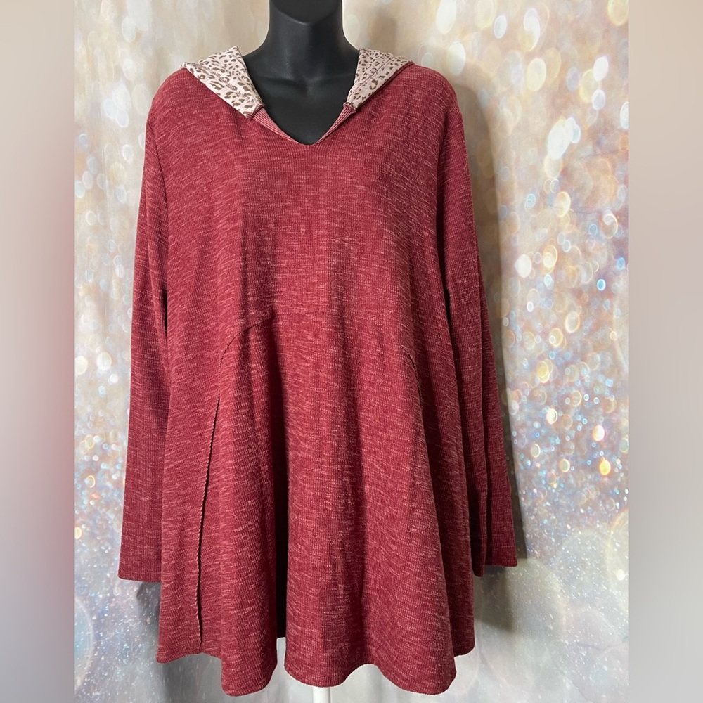 YAHADA USA Swing Hoodie Marled Burgundy 2X